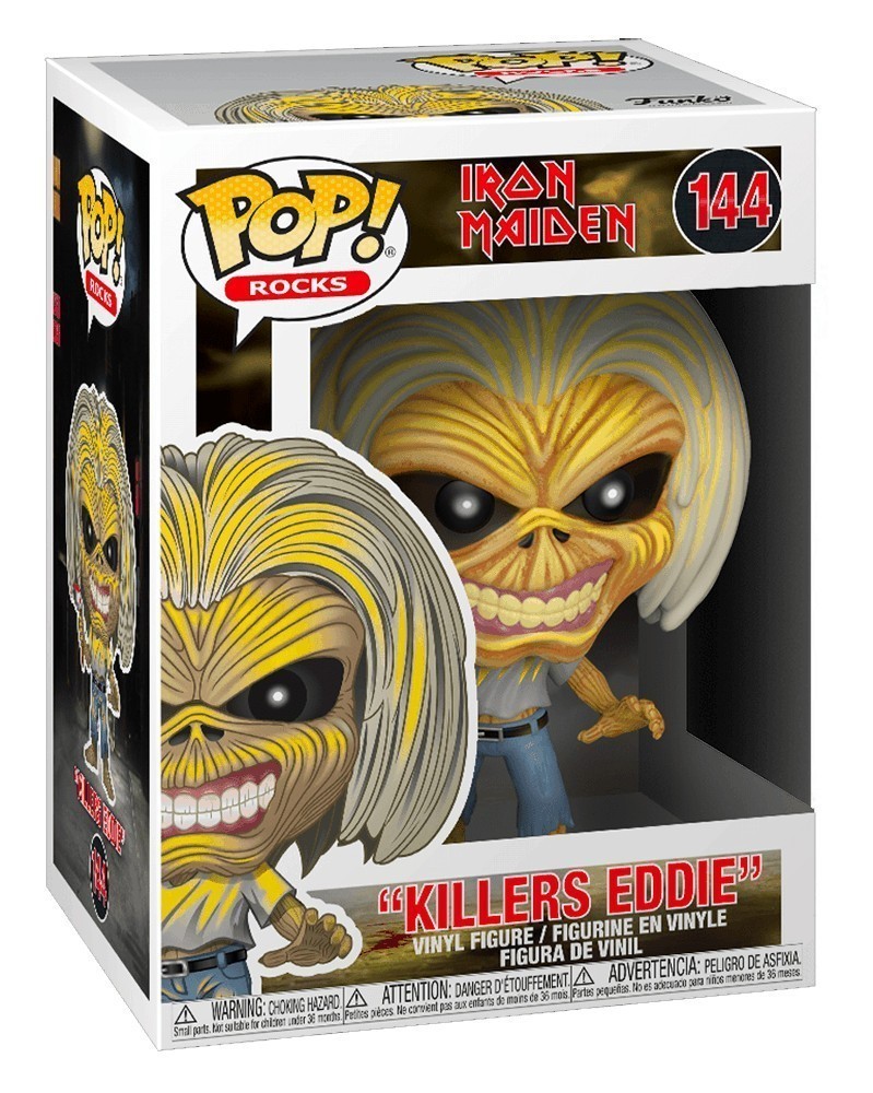 Funko POP Rocks - Iron Maiden - Killers (Skeleton Eddie), caixa Funko POP Rocks - Iron Maiden - Killers (Skeleton Eddie), caixa