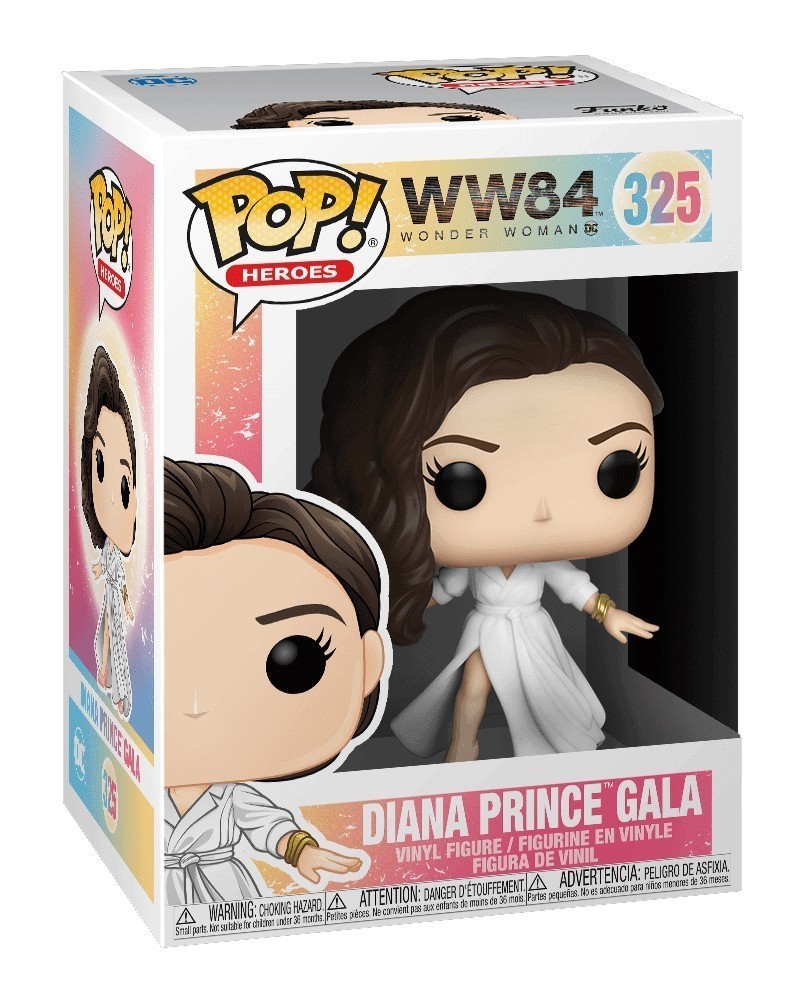 Funko POP Wonder Woman 1984 - Diana Prince Gala, caixa Funko POP Wonder Woman 1984 - Diana Prince Gala, caixa