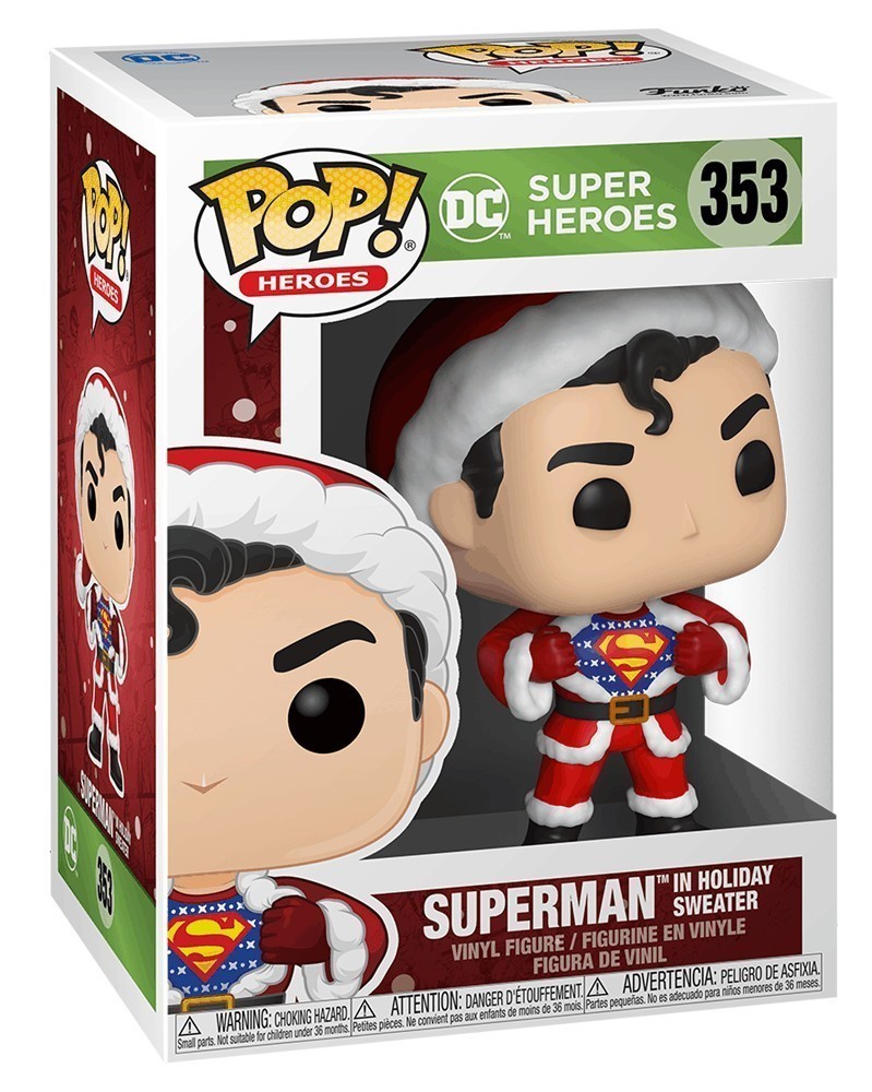 PREORDER! Funko POP DC Super Heroes - Superman in Holiday Sweater, caixa
