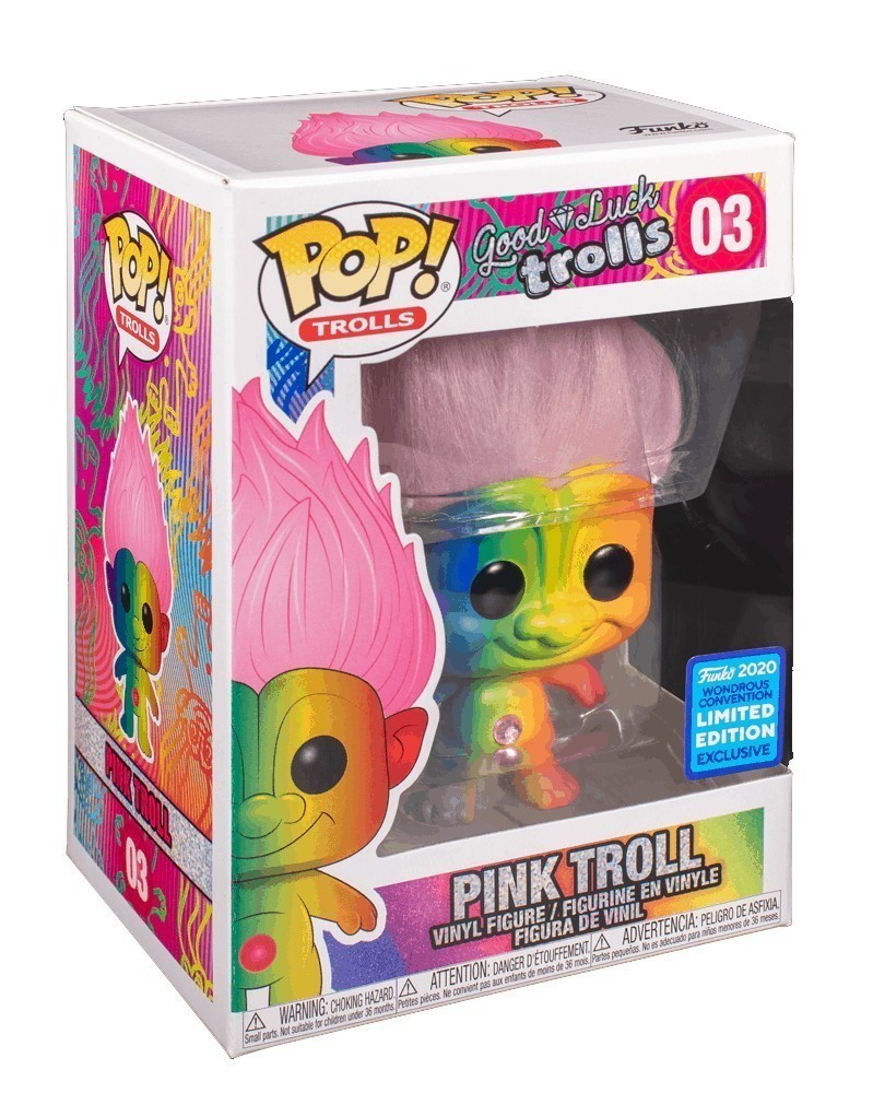 Funko POP Animation - Good Luck Trolls - Pink Troll (Rainbow), caixa