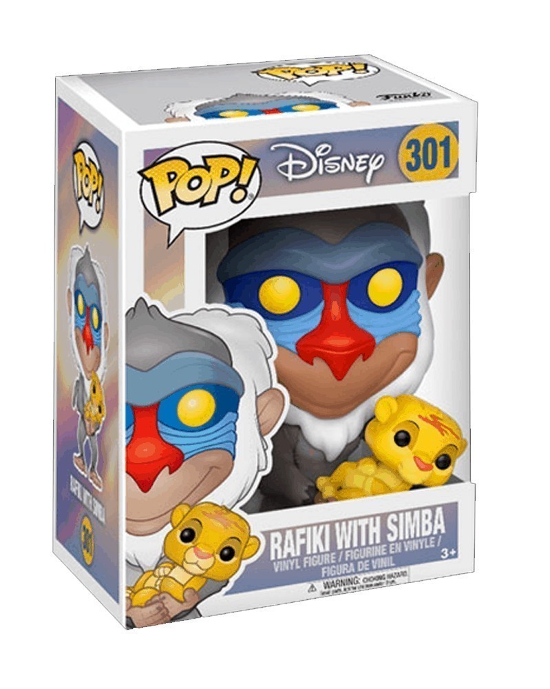 Funko POP Disney - The Lion King - Rafiki with Baby Simba, caixa Funko POP Disney - The Lion King - Rafiki with Baby Simba, caixa