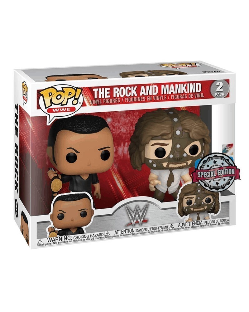 Funko POP WWE - The Rock and Mankind 2-Pack (Special Edition) caixa