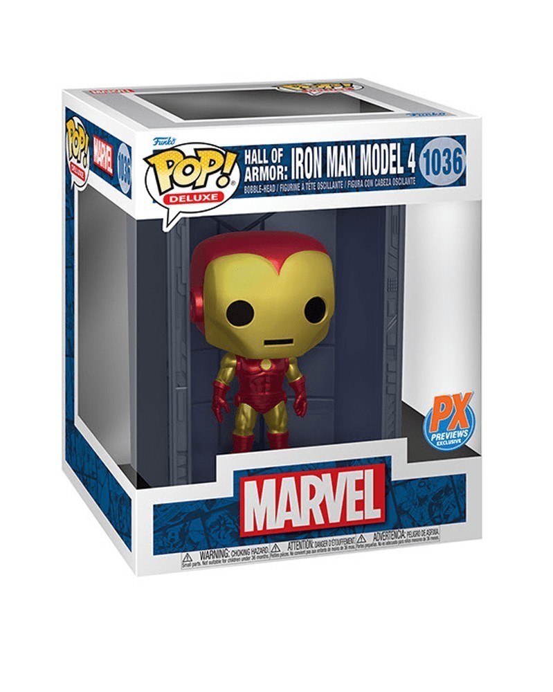 Funko POP Marvel - Hall of Armor: Iron Man Model 4 (PX Exclusive) caixa