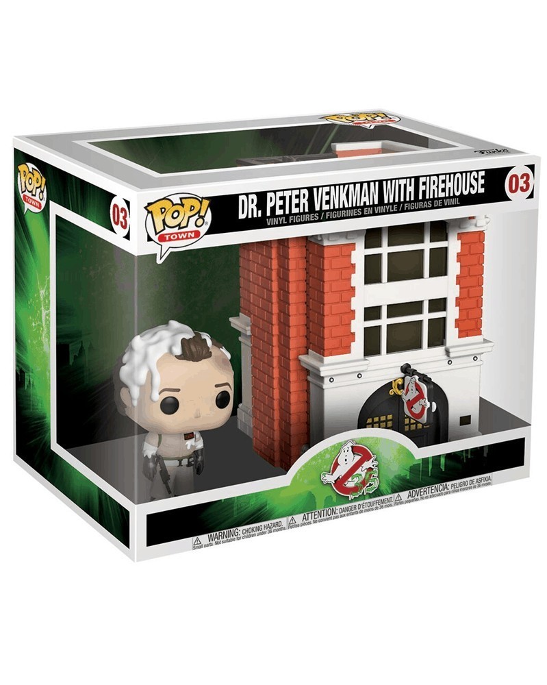 Funko POP Movies - Ghostbusters - Dr.Peter Venkman with Firehouse, caixa